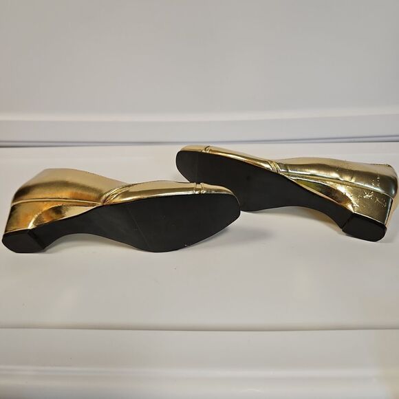 🌹Statues Gold Wedge Heels sz 9w - Picture 7 of 7